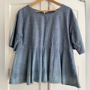 Adriano Goldschmied AG Chambray Peplum Top size L